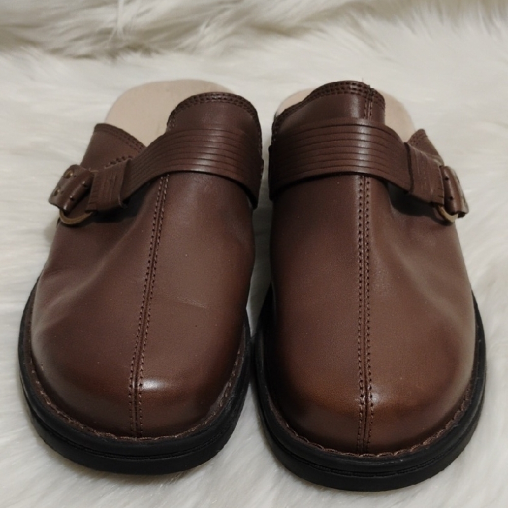 Clarks Dark Brown Leather Slip-Ons Loafers/Mules Sz.10M Worn Once #95 CRATE - Picture 4 of 10
